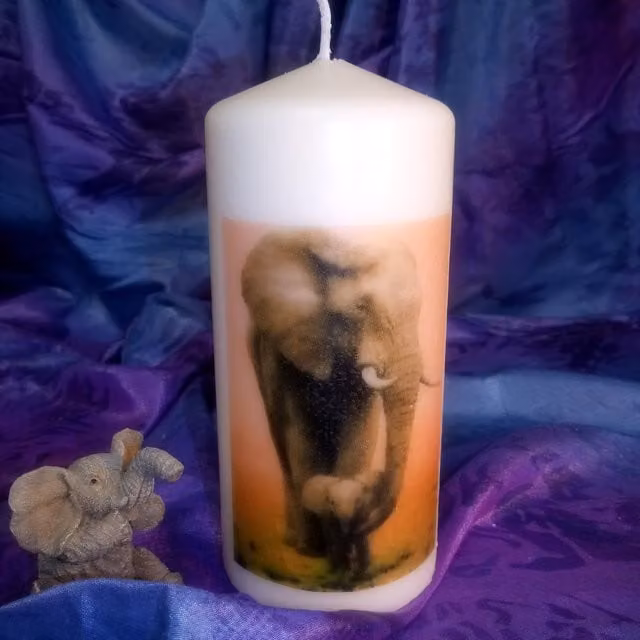 Viki Yellow Elephant Pillar Candle Figure