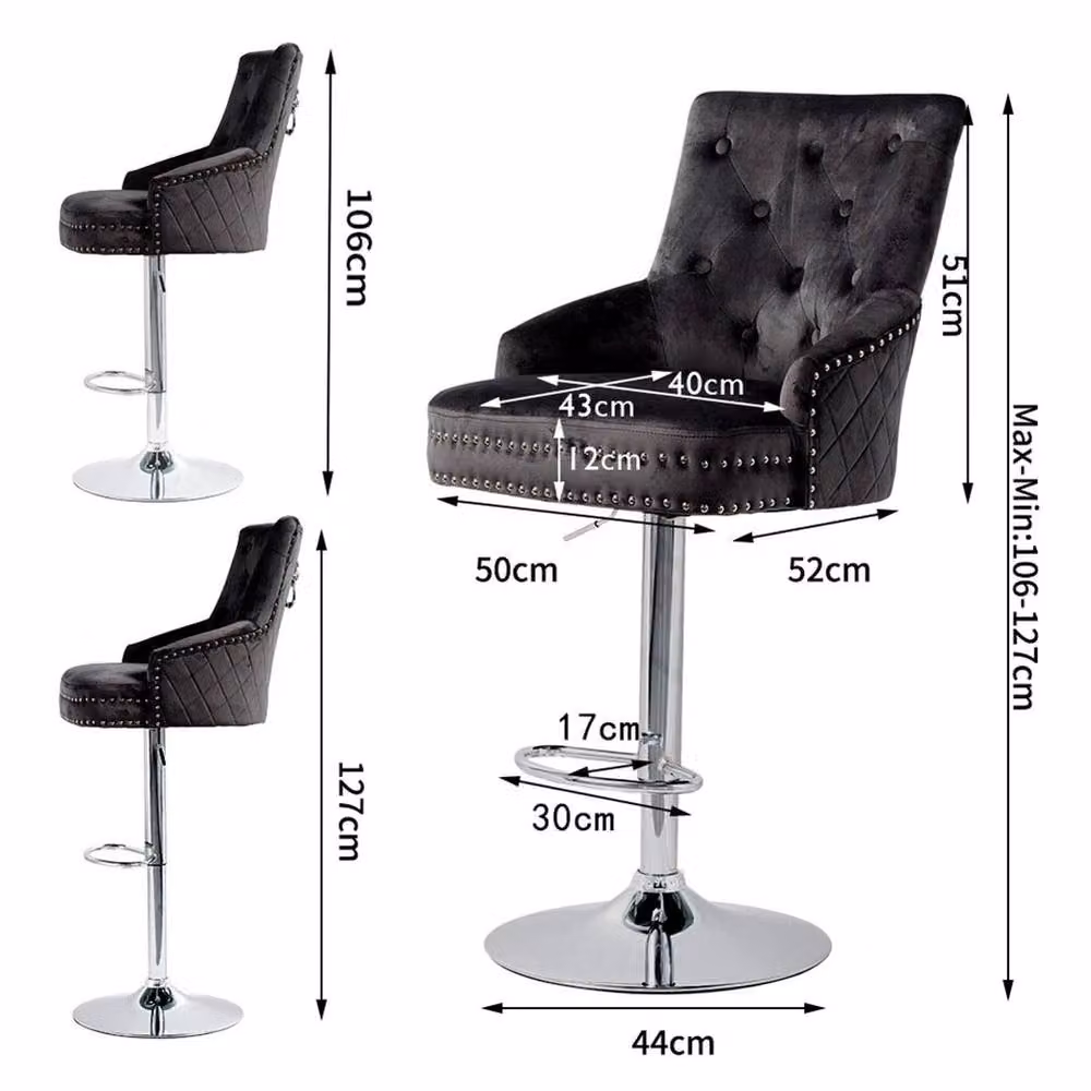 SPETLEK Set of 2 Black Velvet Swivel Back Dining Chairs with Armrests – 5