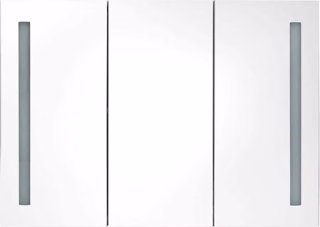 Berkfield Home LED Bathroom Mirror Cabinet in Shining White, W/D/H: 89 x 14 x 62 cm – 1