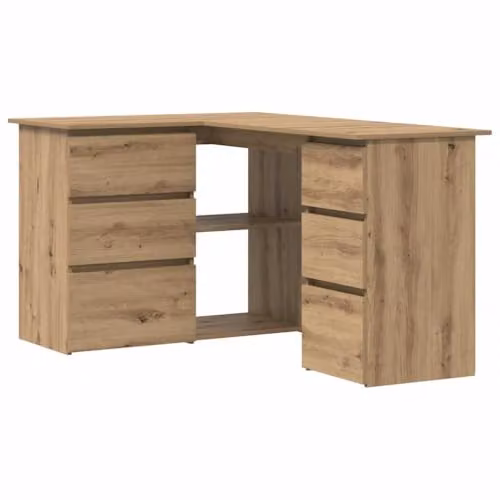 vidaXL Modern Corner Desk in Brown Engineered Wood W/D/H: 145 x 100 x 76 cm