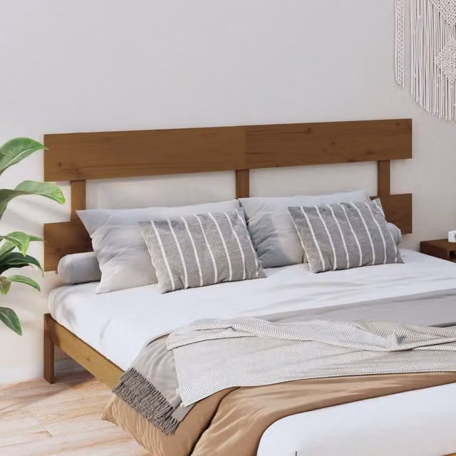 Berkfield Home Rustic Solid Pine Bed Headboard, Honey Brown, W: 204 cm, D: 3 cm, H: 81 cm – 1