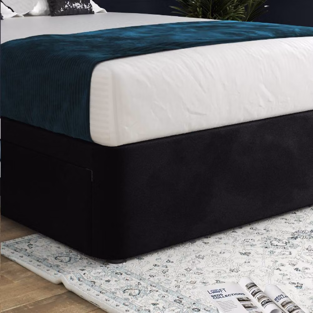 Casani Lichfield Modern Upholstered Velvet Bed Frame with Drawers in Black, W/D/H: 120 x 200 x 137 cm – 5