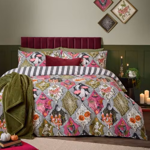 Riva Home Halloween Reversible Striped Duvet Cover Set, Multicolour, 140 x 200 cm – 1