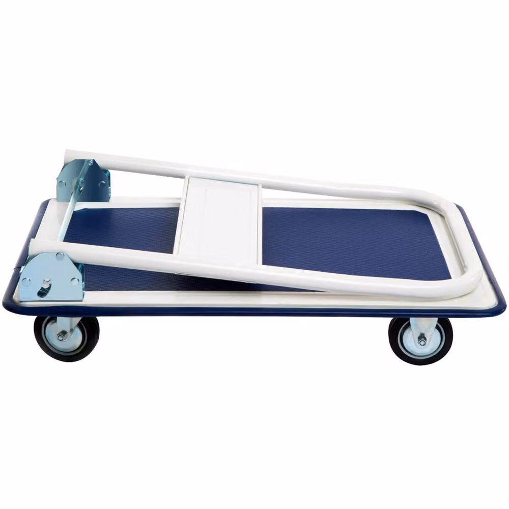 Costway Folding Push Cart Dolly Moving Hand Truck with 360 Degree Swivel Wheels in Blue – 3