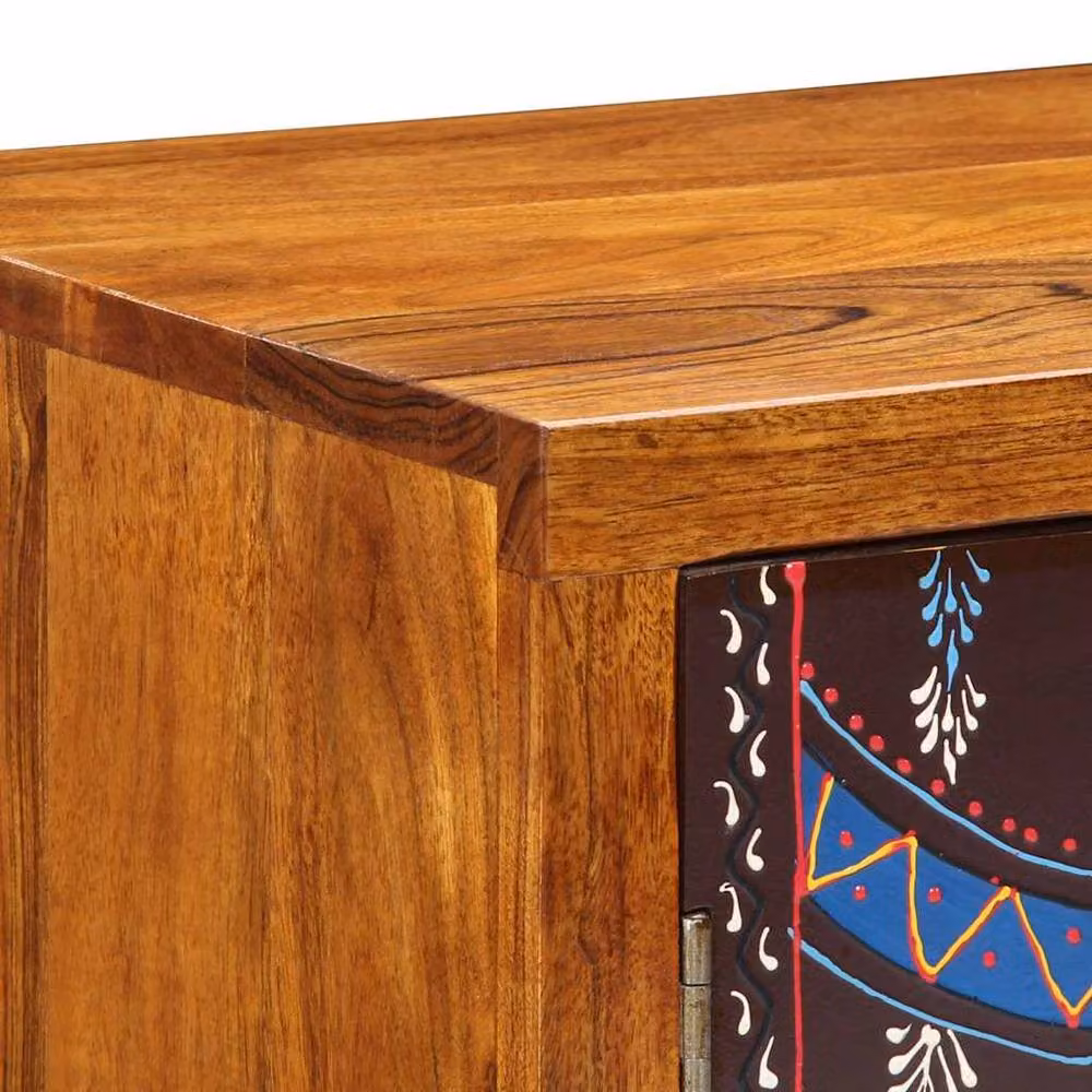 Berkfield Home Multicolour Abstract Acacia Wood Sideboard, W: 50 cm, D: 35 cm, H: 60 cm – 4