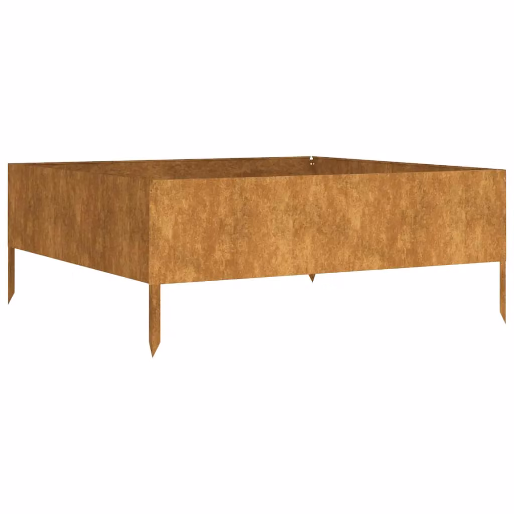 Berkfield Home Garden Square Corten Steel Raised Bed in Brown, W/D/H: 100 x 100 x 41 cm – 2
