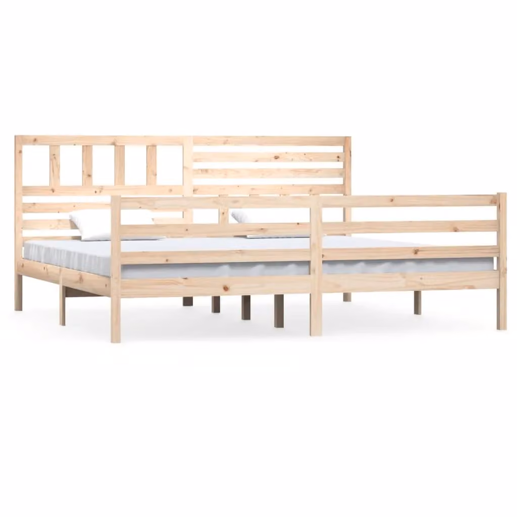 Berkfield Home Solid Wood Pine Bed Frame in Brown and Beige, W/D/H: 200 x 200 cm