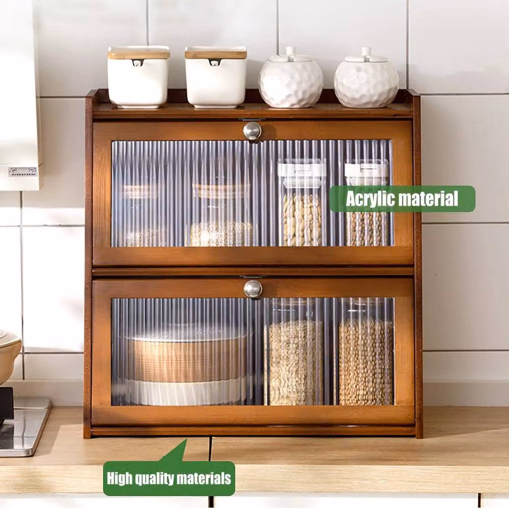 Kelvenix Modern Mini Desktop Kitchen Storage Cabinet in Brown – 3