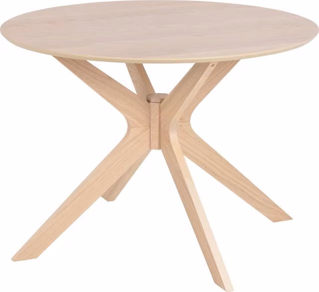 Furniture To Go Duncan Round White Oak Dining Table with Black X-Frame – 1