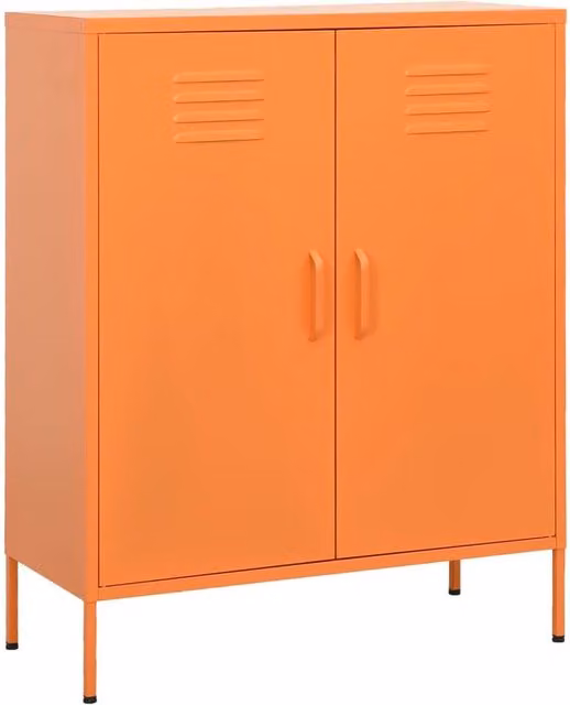Berkfield Home Freestanding Steel Storage Cabinet in Matt Orange, W/D/H: 80 x 35 x 101.5 cm – 1