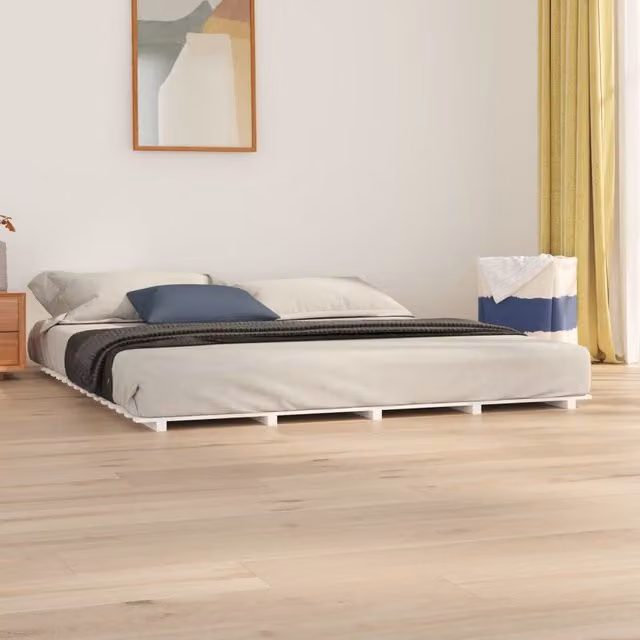 Berkfield Home Super King Bed Frame in White Solid Pine Wood