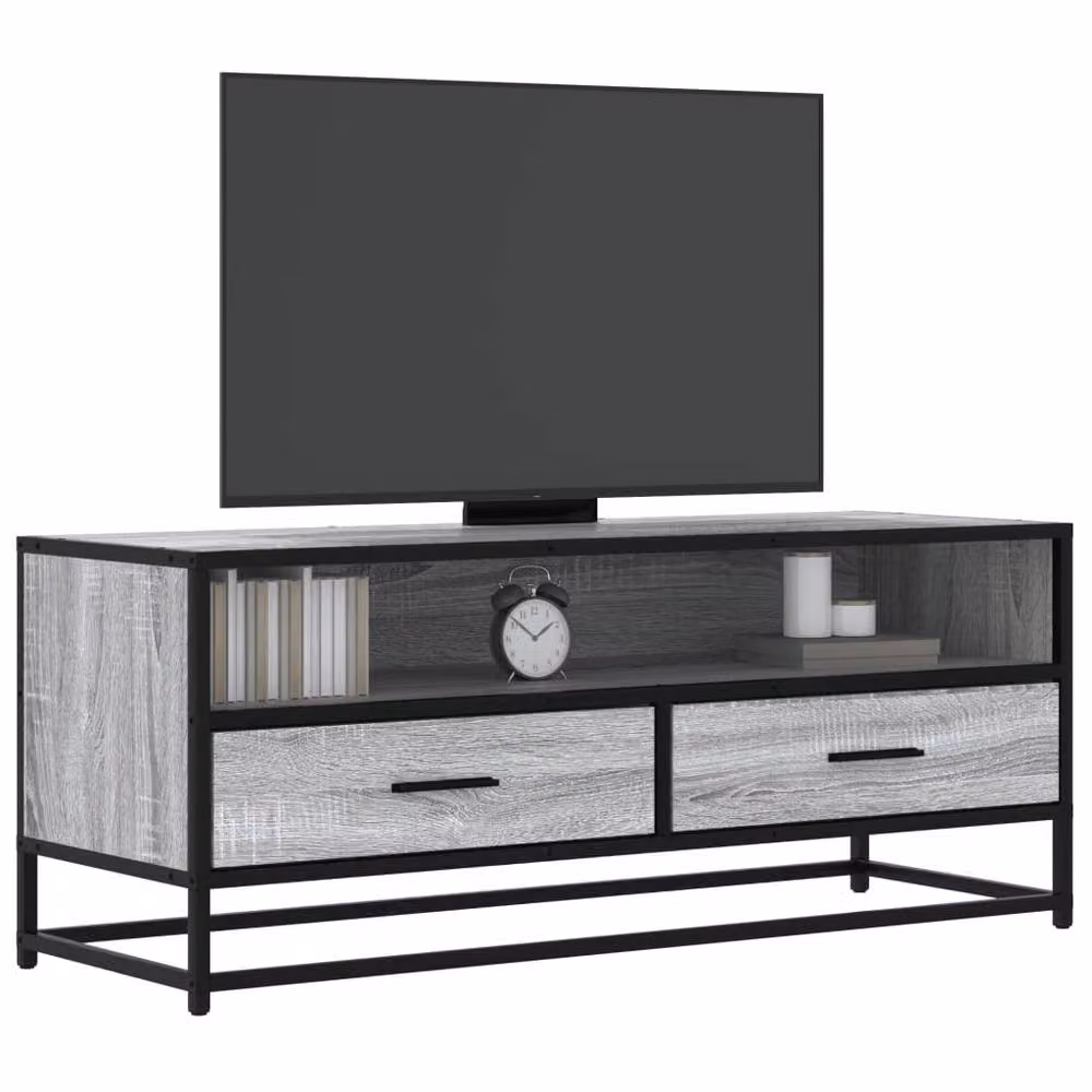 Berkfield Home Industrial Grey Sonoma TV Cabinet in Engineered Wood and Metal, W: 100 cm, D: 34.5 cm, H: 40 cm – 2