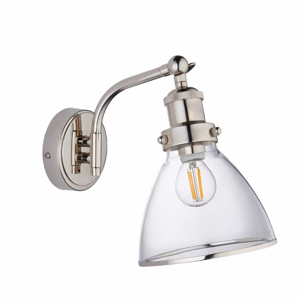 Pagazzi Brunswick Modern Glass and Chrome Wall Light in Grey and Transparent – 2