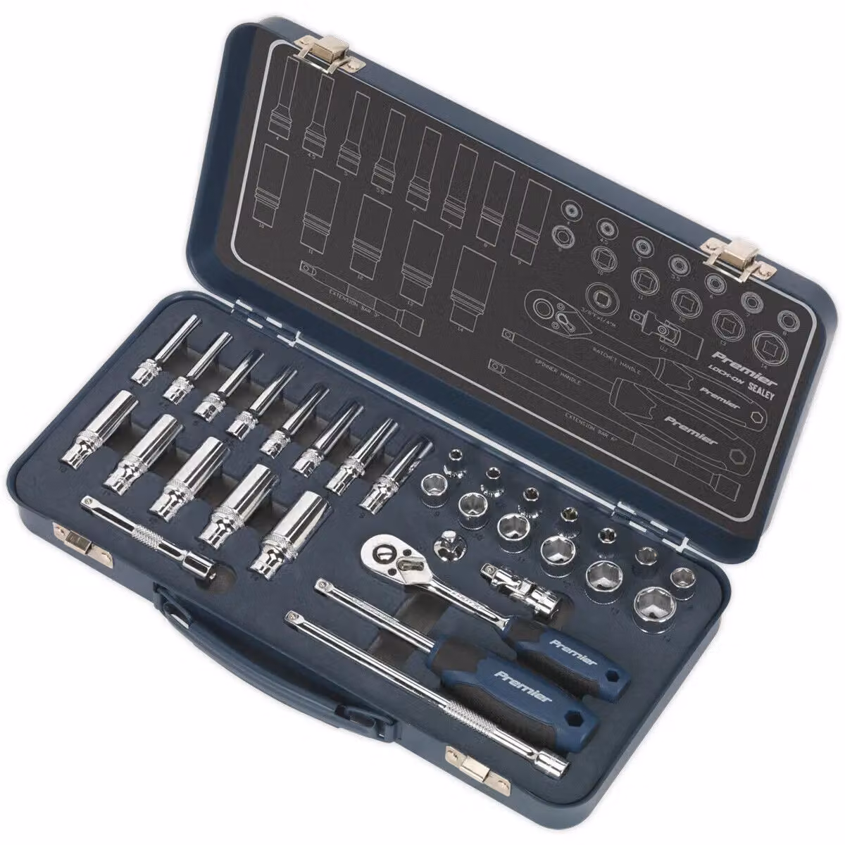 Loops 32 Piece 1/4 Inch Metric Socket Set with 6 Point Lock-On Rounded Heads in Silver and Multicolour – 4