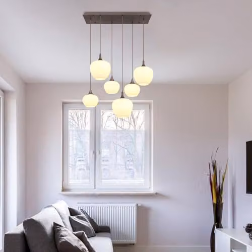 Netlighting Maxy Cluster Modern Pendant Light with 6 Brown Opal Glass Shades, W/D/H: 86 x 86 x 120 cm – 3