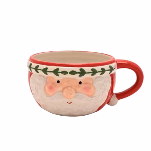 Widdop and Co Santa Soup Mug, Red and Multicolour Ceramic Bowl with Handle
