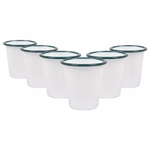 Argon Tableware Green and White Enamel Tumblers, 300ml, Set of 6