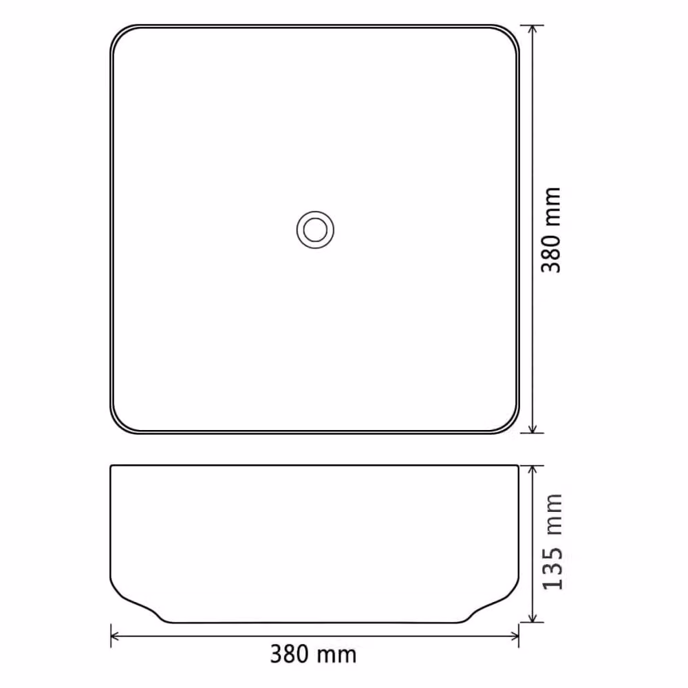 Berkfield Home Square Ceramic Basin in Black, W/D/H: 38 x 38 x 13.5 cm – 4