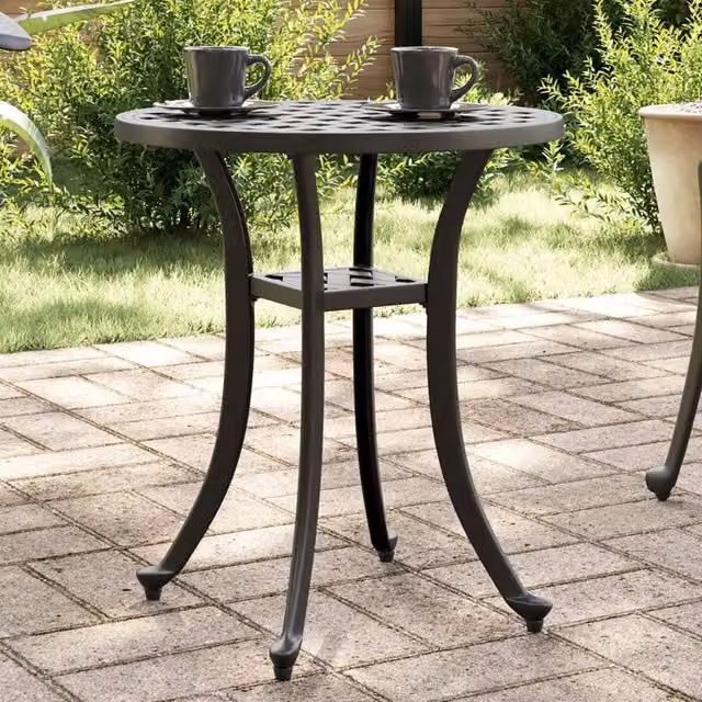 Berkfield Home Modern Geometric Garden Table in Matt Black Cast Aluminium W/D/H: 48 x 53 x 53 cm