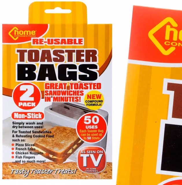 VFM Miracle Non-Stick Reusable Toaster Bags, 2 Pack, Transparent – 1