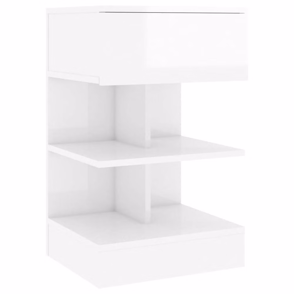 Berkfield Home Beautiful Bedside Cabinet in High Gloss White, W/D/H: 40 x 35 x 65 cm – 2