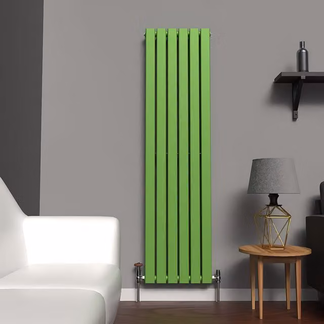 Lux Heat Flat Coloured Vertical Steel Radiator in Green, H 160 cm x W 42 cm