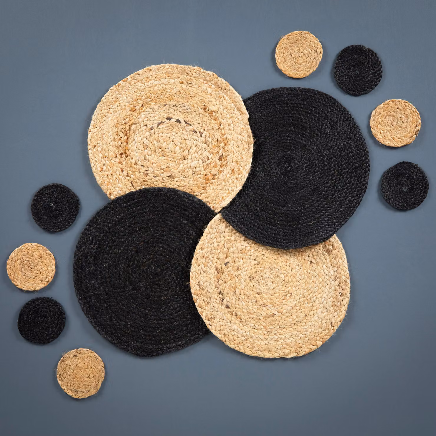 Esselle Round Jute Rope Coaster, 4 Pack, Black – 3