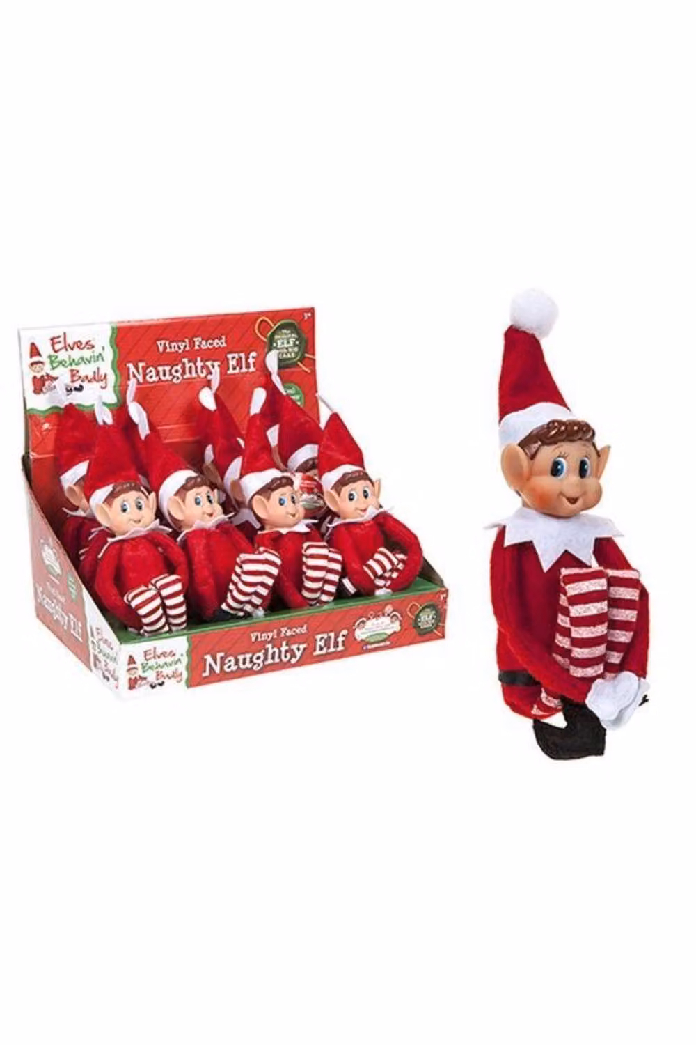 KDMD 2 Pack Red Boy Christmas Naughty Elf Decorations, 12 inch – 2
