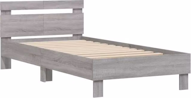 Berkfield Home Durable Bed Frame with Headboard, Grey Sonoma, W/D/H: 100 x 200 x 70 cm – 1