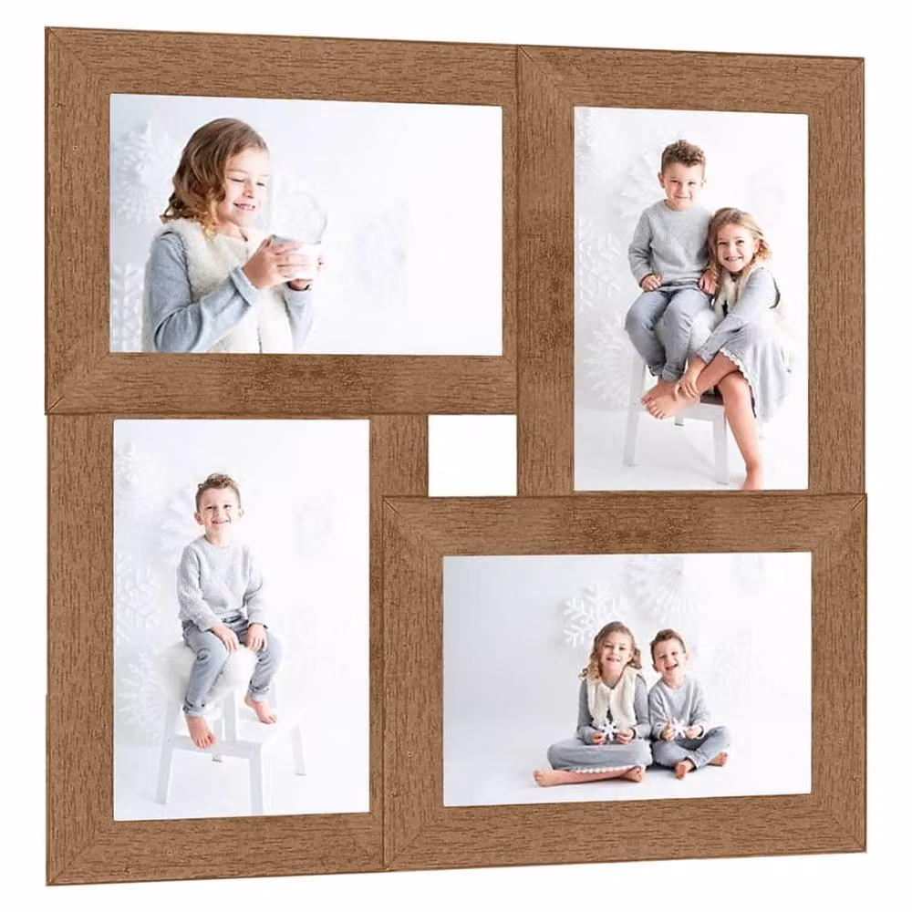 Berkfield Home Modern Collage Photo Frame in Light Brown for 4 x 10 x 15 cm Pictures – 2