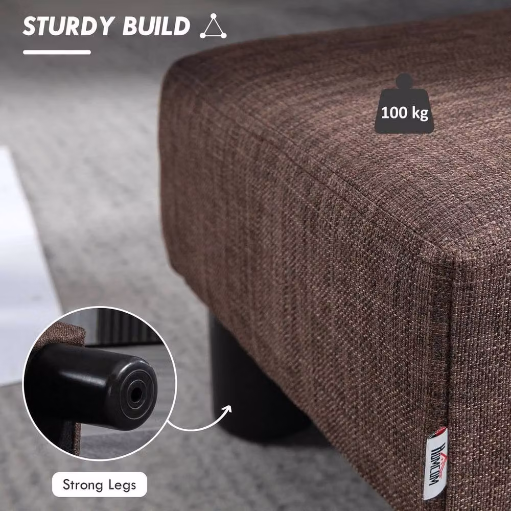 EONLION Brown Fabric Cube Footstool Ottoman – 4