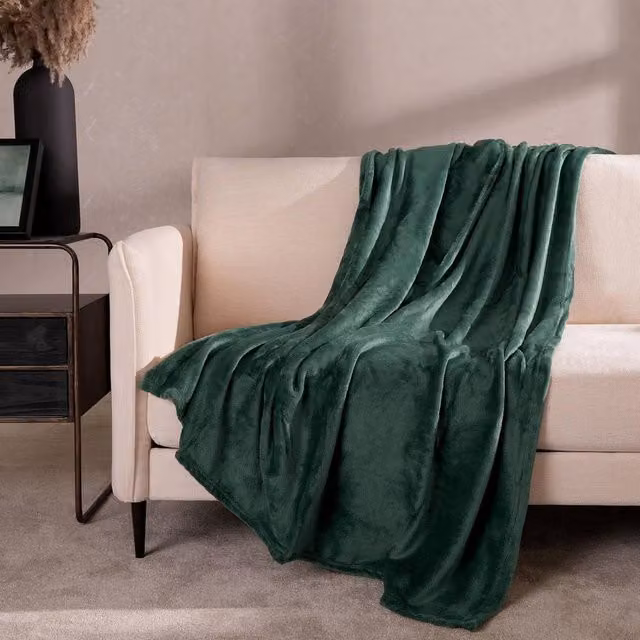 OHS Fluffy Green Fleece Blanket, W/D/H: 200 x 240 cm – 2
