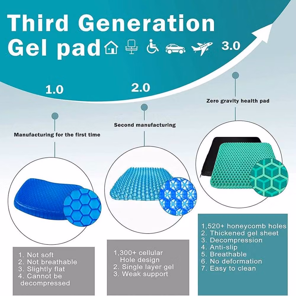 FLAVORA Honeycomb Breathable Gel Seat Cushion, Green, W: 190 cm, D: 100 cm – 2