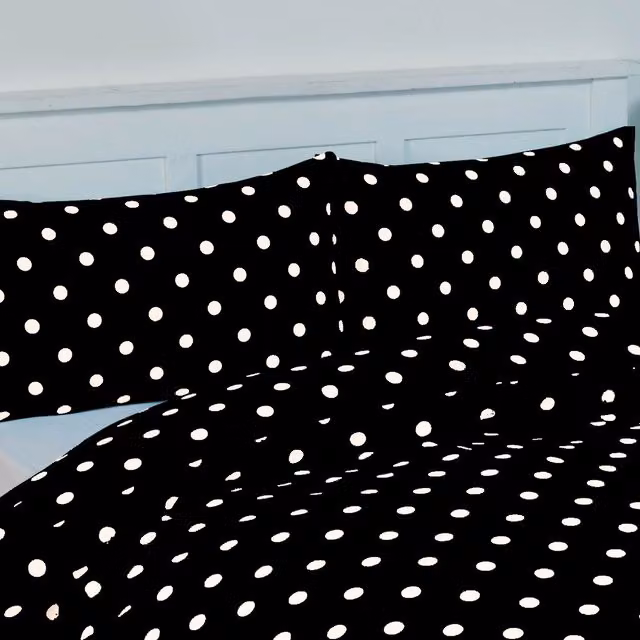 My Home Polka Dot Housewife Pillow Case Pair in Black and White