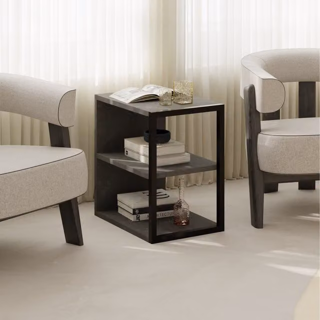 Decortie Echo Modern Minimalist Side Table in Grey and Black