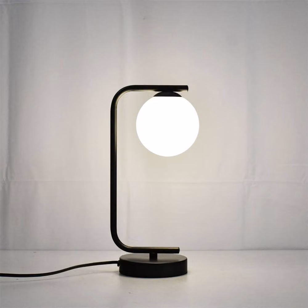 First Choice Lighting Grosvenor Black Table Light with Glass Sphere – 2