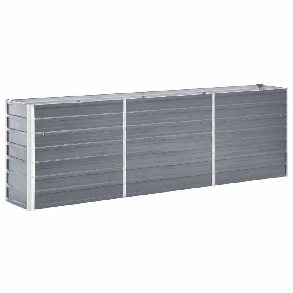 Berkfield Home Garden Galvanised Steel Raised Bed in Grey, W/D/H: 240 x 40 x 77 cm – 2