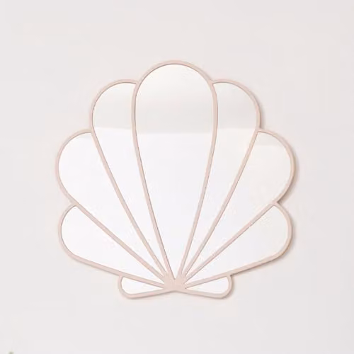 Melody Maison Modern Pink Shell Shaped Wall Mounted Mirror - W/H: 60 x 60 cm