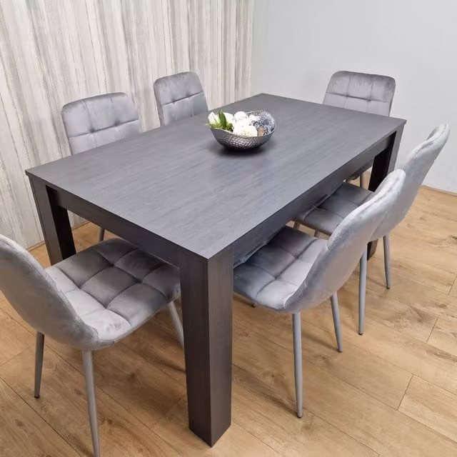 Kosy Koala Grey Dining Set with Rectangular Table and 6 Chairs