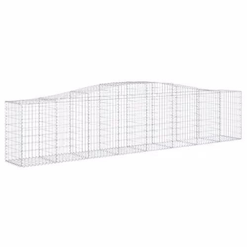vidaXL Set of 5 Arched Gabion Baskets in Silver Galvanised Steel, W/D/H: 400 x 50 x 80/100 cm – 1