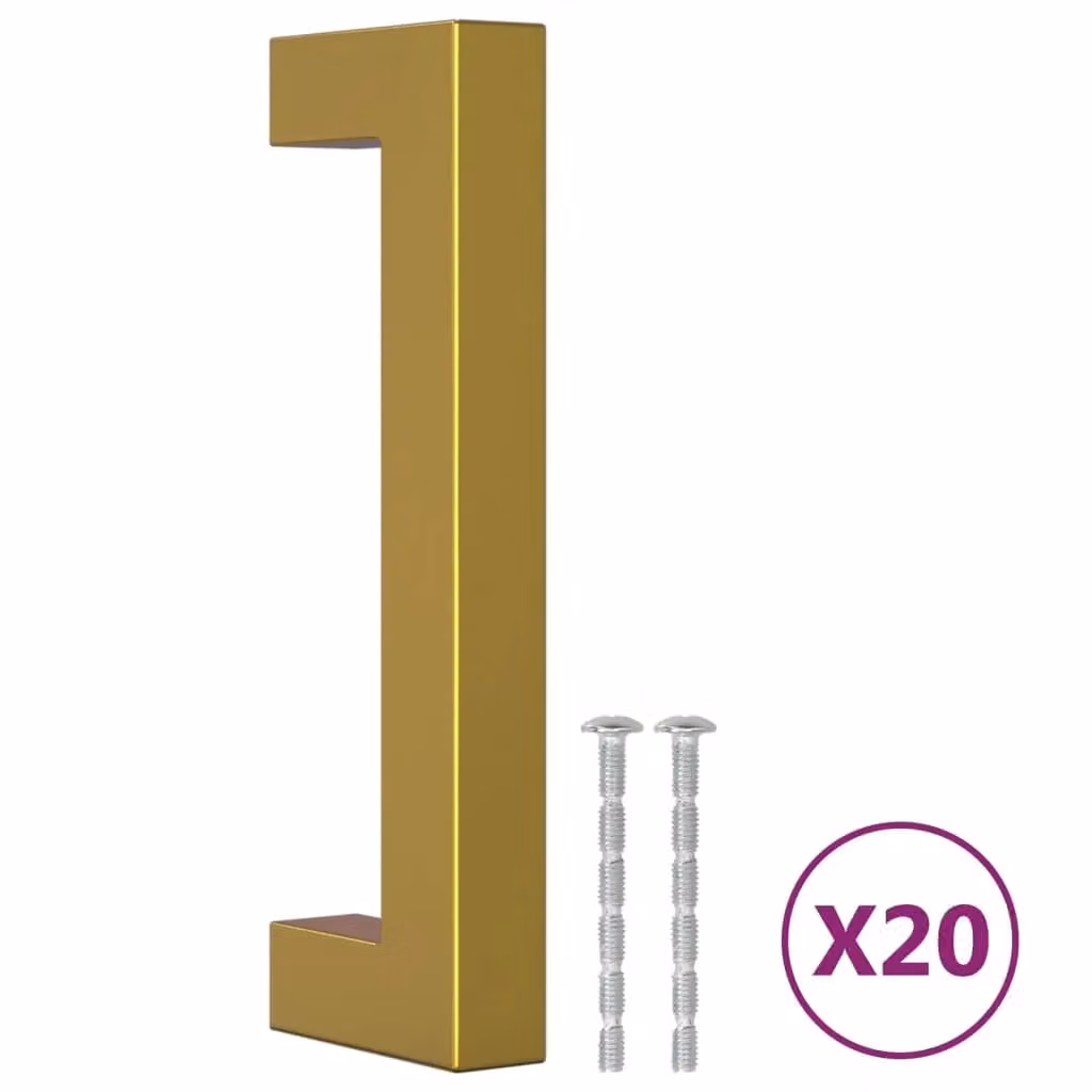 Berkfield Home Gold Brushed Stainless Steel Bar Cabinet Handles, 20 Pack, 96 mm