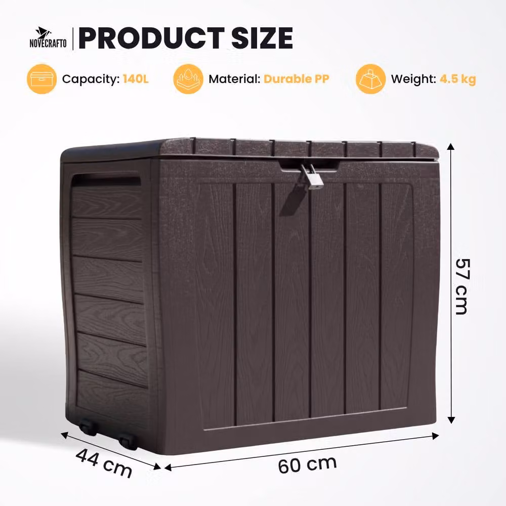Novecrafto Plastic Garden Storage Box, Brown, W/D/H: 60 x 44 x 57 cm – 2