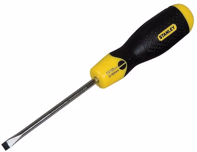 Stanley Cushion Grip Flared Tip Screwdriver, Black and Yellow