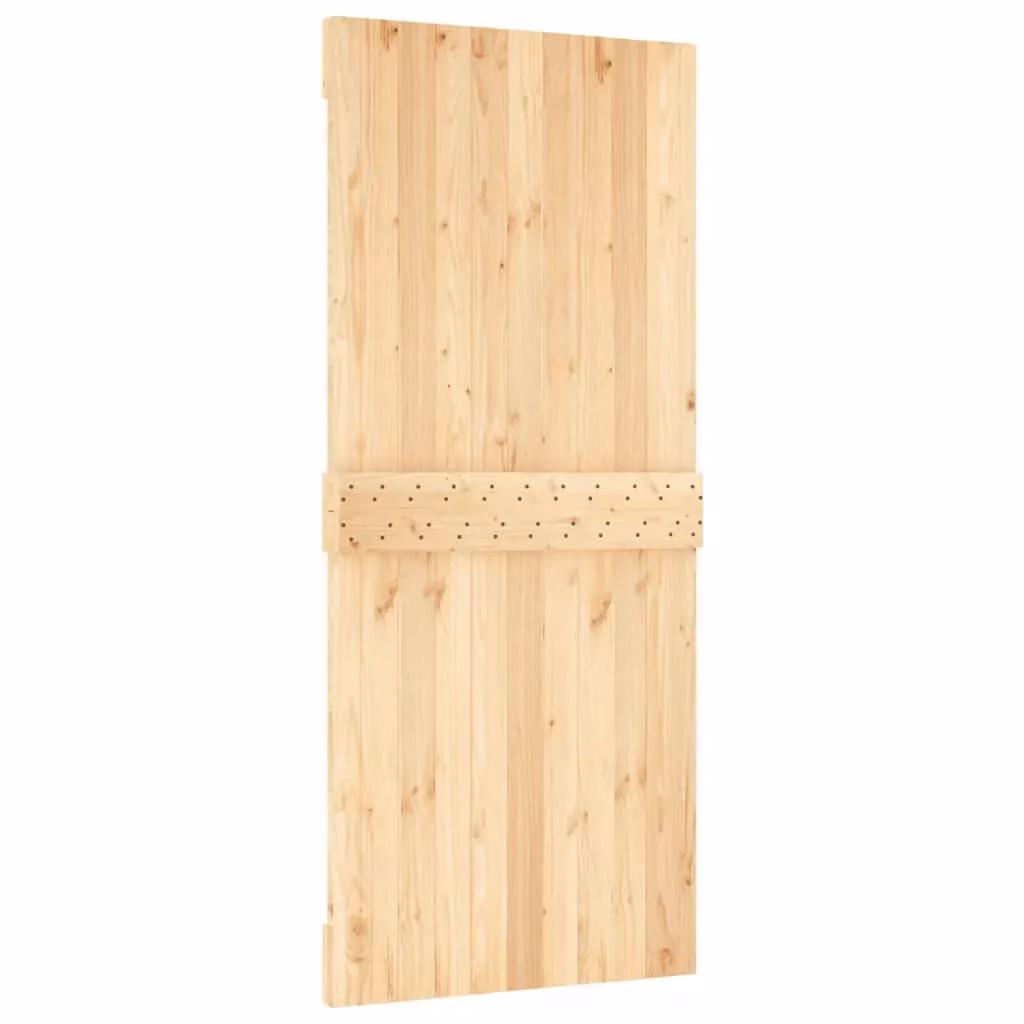 Berkfield Home Rustic Sliding Door with Hardware Set, Solid Wood and Steel, Brown, W: 90 cm, H: 210 cm