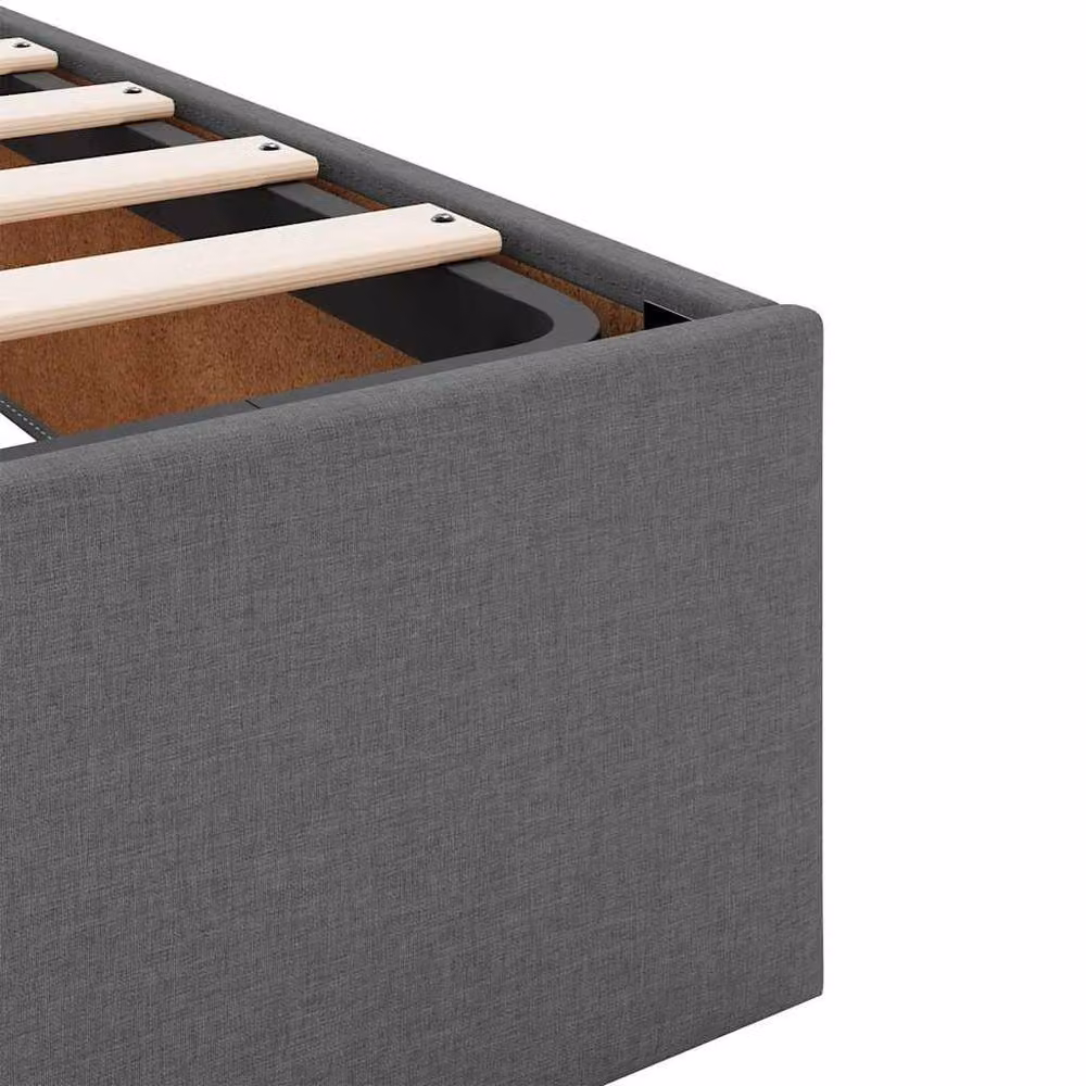 Berkfield Home Single Ottoman Bed Frame in Dark Grey Fabric, W/D/H: 90 x 190 x 23.5 cm – 3