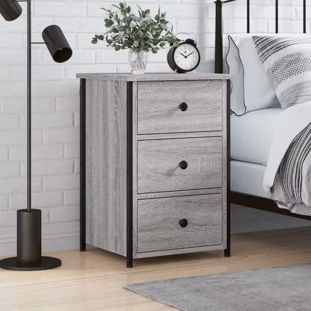 Berkfield Home Grey Sonoma Bedside Cabinet in Engineered Wood W/D/H: 40 x 36 x 60 cm – 1