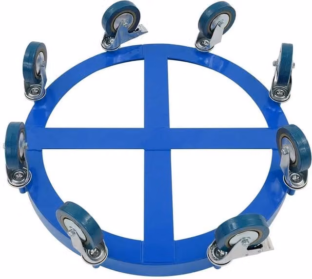 VOGREX Heavy Duty 55 Gallon Drum Dolly Cart with Cross Brace, Blue