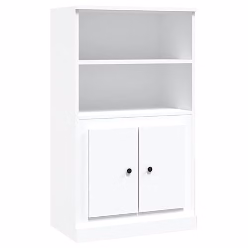 vidaXL Modern White Highboard with Hinged Doors and Internal Shelves, W/D/H: 60 x 35.5 x 103.5 cm