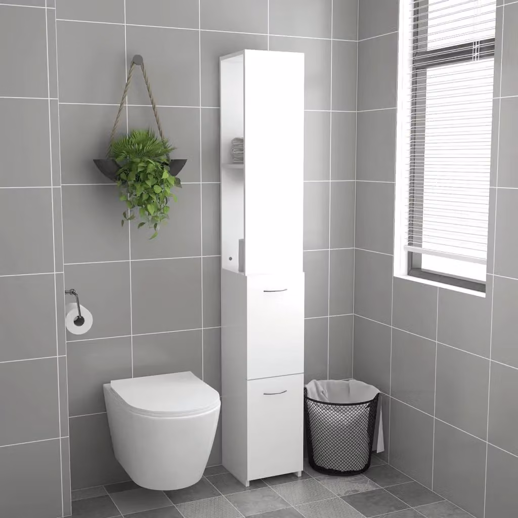 Berkfield Home White Modern Freestanding Bathroom Cabinet with Hinged Doors and Internal Shelves, W/D/H: 25 x 26.5 x 170 cm – 2