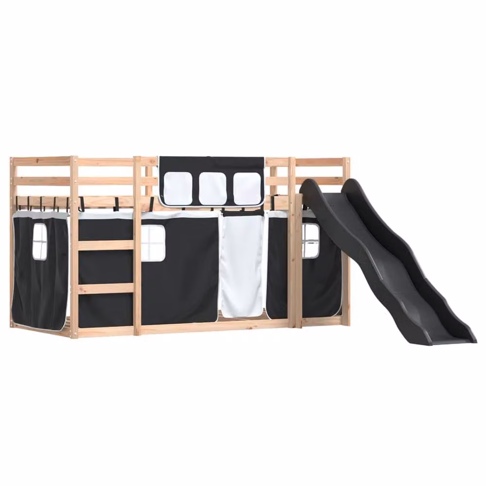 Berkfield Home Solid Wood Childrens Bunk Bed with Slide, White and Black, W: 80 cm, L: 200 cm – 3